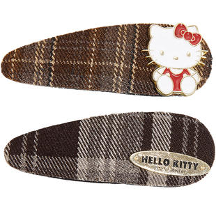 兰诺hellokitty正版授权格纹儿童发夹女2026新款侧边夹一字夹对夹