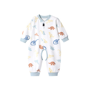 婴儿开裆连体衣春秋宝宝衣服秋冬季长袖睡衣纯棉男婴幼儿大开档裤
