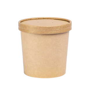 一次性白色牛皮纸汤粥桶杯纸碗圆形汤碗带盖烤梨外卖快餐盒打包盒