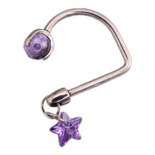 Shinma F-136钛合金D型直杆唇环水晶魔法球挂坠星星爱心水滴唇钉