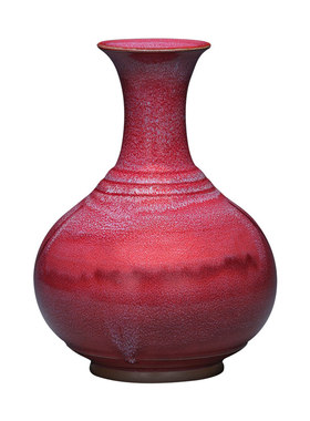 寻造钧瓷国大师晋晓瞳天球瓶工艺品摆件陶瓷窑变玫瑰红文玩收藏品