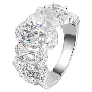 VISING莫桑钻石1克拉副钻两颗50分排钻钻戒指环