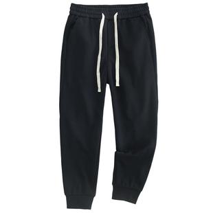 汉絮精梳螺纹棉针织束脚休闲裤男款春秋季宽松微锥九分裤男运动裤