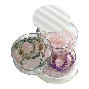 水晶手串收纳盒透明多层可旋转净化消磁碗手镯文玩米珠串珠首饰盒