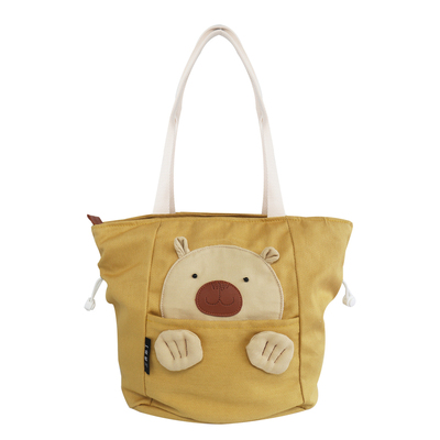 三色补丁兜兜熊单肩包