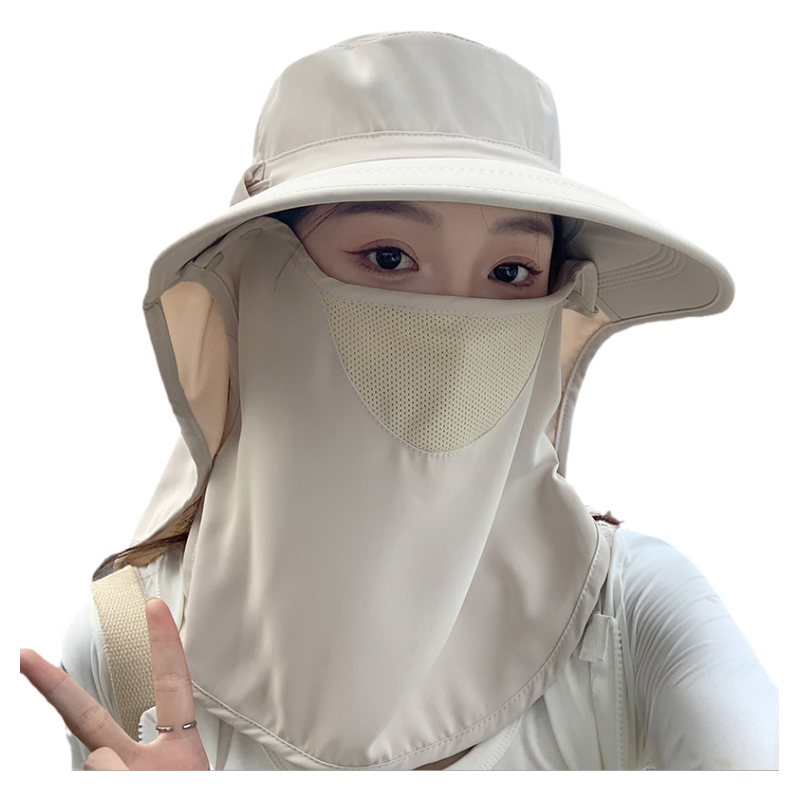 全方位防晒帽透气遮脸面罩护颈一体太阳帽防紫外线户外遮阳帽女夏