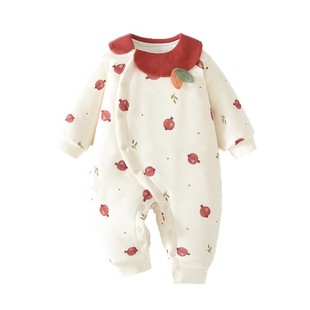 新生婴儿连体衣秋冬季加厚120g棉服女宝宝公主风翻领哈衣爬服