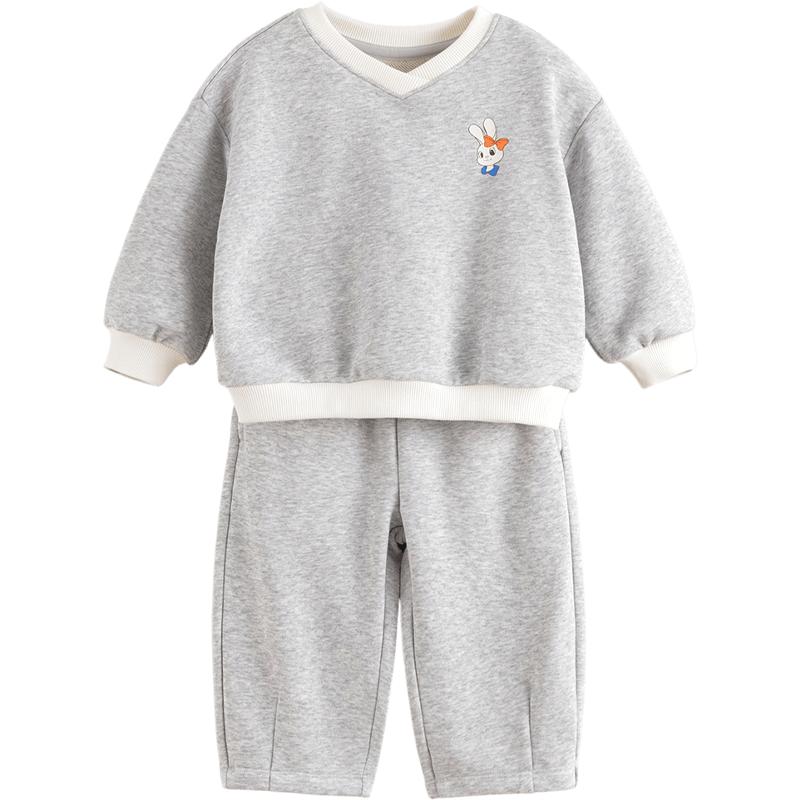 马克珍妮男女童甜美小兔子卫衣套装 宝宝运动套装春装新款250222