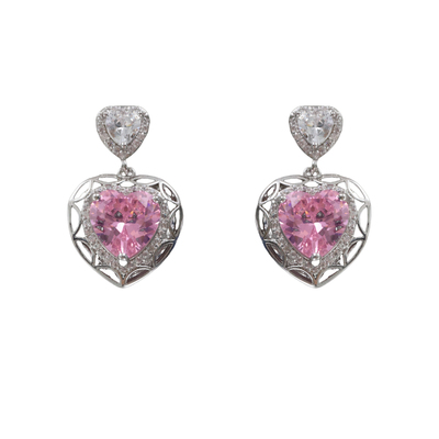 CrayonX爱心粉色锆石耳钉