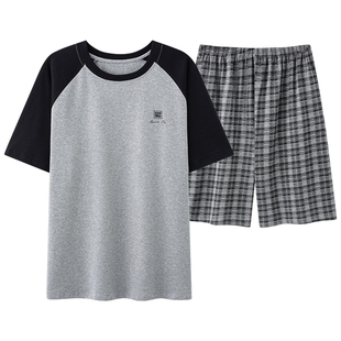 帕兰朵100%纯棉男款睡衣夏季短袖短裤薄款套装2026新款休闲家居服