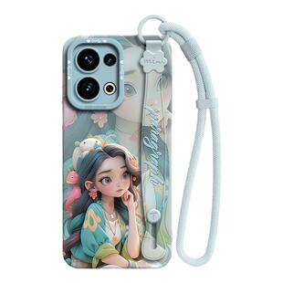 适用oppoReno13pro手机壳reno12保护套11新款10外壳9的pro+后0pp0女15r高级感pr0硅胶14卡通创意腕带长发公主