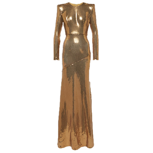 亮片晚礼服长裙长裙2025新款秋冬季年会舞台独唱演出服团体连衣裙