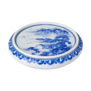 景德镇纯手工青花瓷盖碗盖子托功夫茶具配件壶承垫陶瓷壶盖置盖托