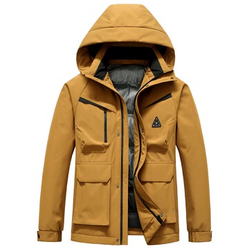 鸭鸭短款连帽户外登山情侣羽绒服