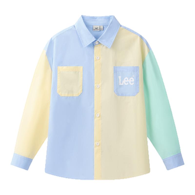 Leekids儿童拼色长袖衬衫