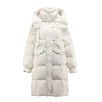 韩版聚酯纤维长款白鹅绒羽绒服