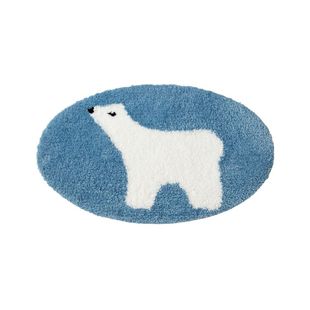 WENSHUO 卡通北极熊椭圆地毯簇绒地垫床边毯卧室客厅韩式吸水防滑