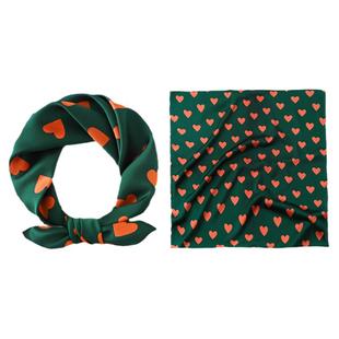 墨绿色小方巾丝巾女春秋夏季搭配衬衫装饰领带护颈围脖子纱巾围巾