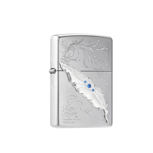 zippo打火机爱情羽毛宝石贴章浪漫告白官方正品煤油防风男士礼物
