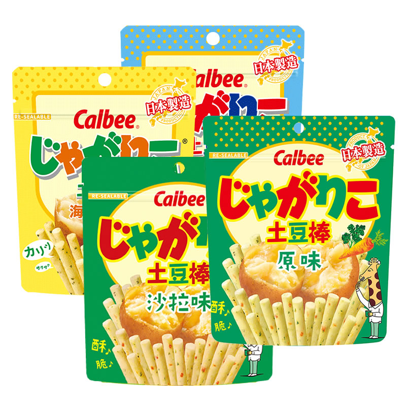 日本进口Calbee卡乐比薯哆口土豆棒薯条网红沙拉味海苔味膨化零食