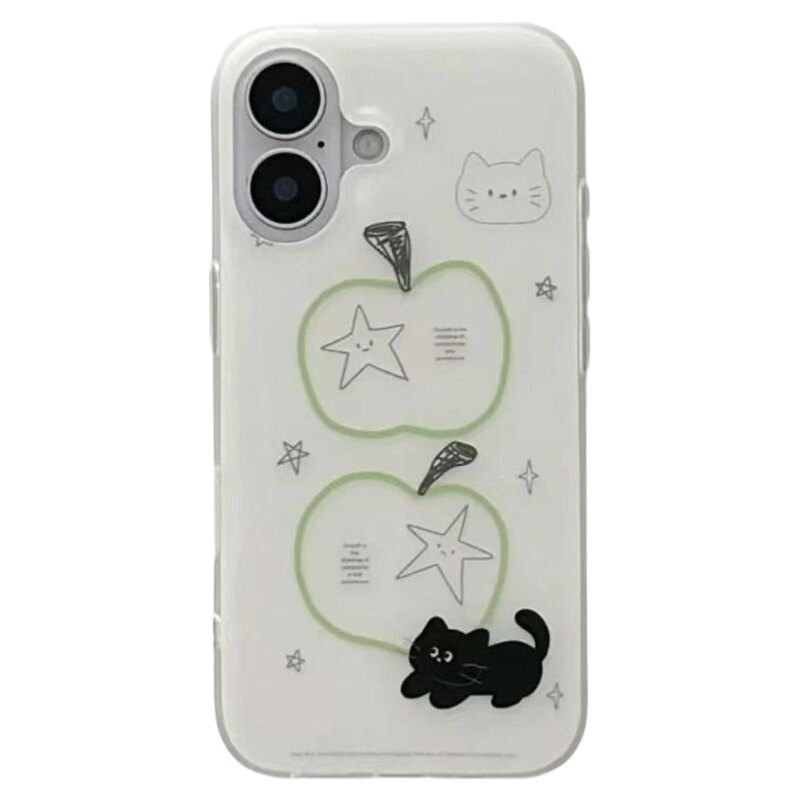 青苹果黑猫咪创意可爱防摔保护套