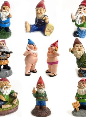 圣诞节礼品摆件花园摆件小工艺品侏儒树脂老人卡通白胡子人矮雕像