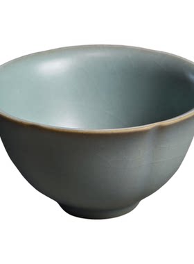 衡连天青开片汝窑大葵口杯