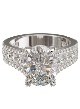 18K金蛋形主石四爪镶满圈戒轻奢小众设计感婚戒可定制百搭食指戒