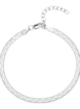 adhora双面波纹蛇骨手链女气质高级感银手镯送女友生日礼物送闺蜜