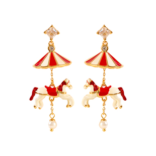 A旋转木马本年年珐琅耳环女小众独特设计耳钉巨好看耳饰闺蜜礼物