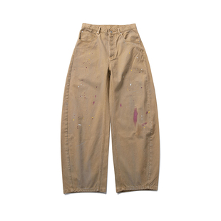 WENFENG LI 25FW 弯刀baggy弧形泼墨擦脏宽松廓形休闲裤