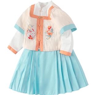 巴拉巴拉女童明制汉服儿童古风长袖套装春秋中国风两件套休闲小童