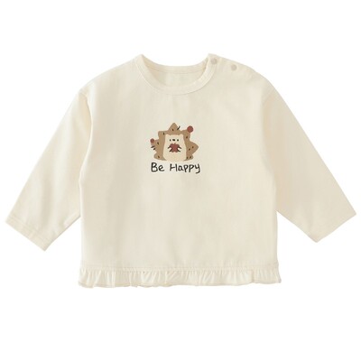 宝宝T恤女宝春秋儿童婴幼儿衣服四季甜美可爱木耳边春装女童上衣