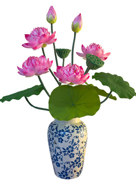 仿真莲花荷叶禅意装饰花假花绢花