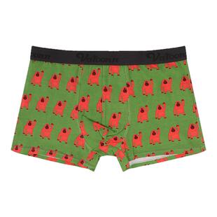 男士平角内裤四角短裤纯棉可爱卡通印花中腰收腹宽腰带大码个性潮