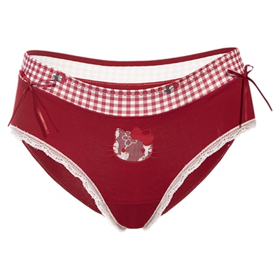 红运招财格纹拼接内裤