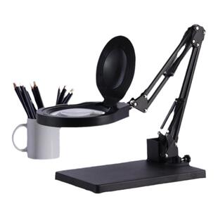 PDOK夹台式放大镜维修专用带LED灯万向电子电路板高清正品老人阅读12563400倍鉴定高倍创意台夹式工作灯