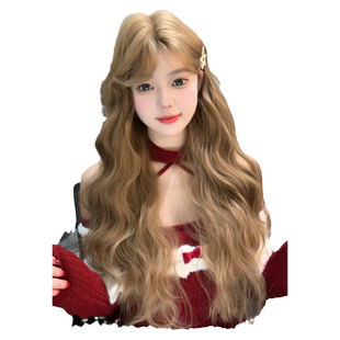 束朵假发女手钩前蕾丝中分长卷发均码lolita修脸网红jk全头套