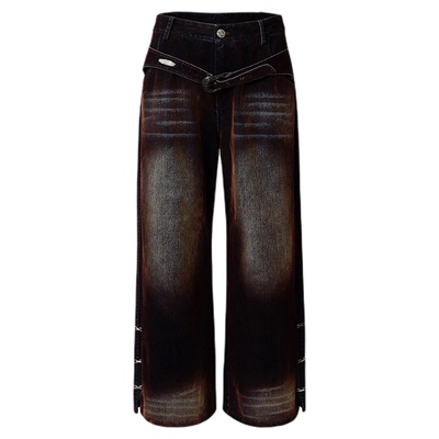 达克罗曼风水洗丝绒牛仔长裤
