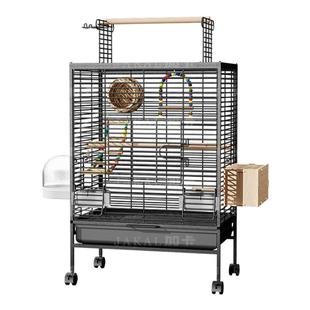 鸟笼鹦鹉笼子家用大号防溅洒横丝鸟笼子新型豪华别墅金属繁殖鸟笼