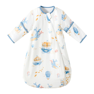 爱贝迪拉婴儿纱布睡袋春夏薄款宝宝新生幼儿小月龄防踢被四季通用