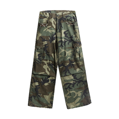 Remedy 秋冬新款国潮拼接动物纹休闲长裤美式潮牌迷彩工装裤男女