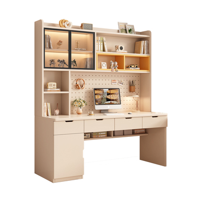 实木书桌书架家用写字桌电脑桌