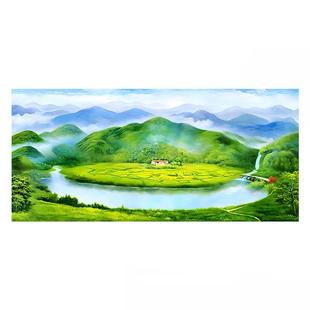 聚宝盆聚财自粘贴画中式客厅办公室招财风水画青山绿水墙贴装饰画