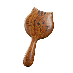 黄铜猫咪按摩梳子头皮头部经络梳加厚宽齿疗女士金丝檀木气垫梳子