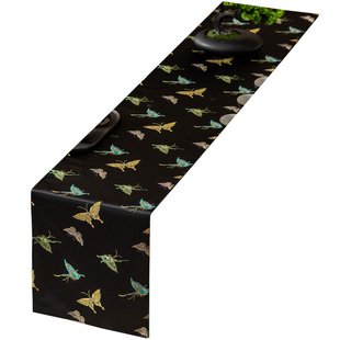 国风高端桌旗茶席中古风新中式茶几餐桌蝴蝶禅意长条桌布垫子茶旗