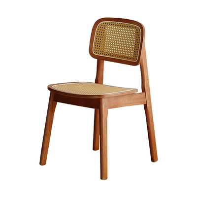 藤编简约现代家用实木餐椅