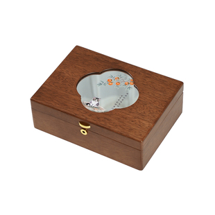 木久 黄金饰品收纳盒实木质首饰盒带锁轻奢高档结婚新婚生日礼物