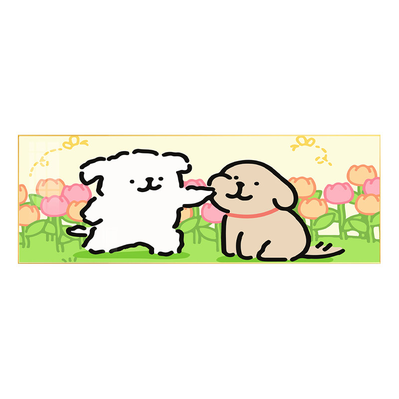 线条小狗卡通晶瓷挂画横幅背景墙