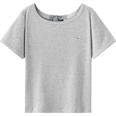 森马蝴蝶结镂空凉感短款T恤女